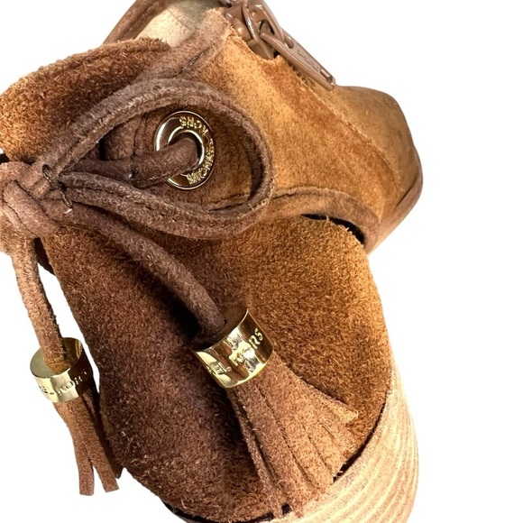 Michael Kors Jennings Chestnut Suede Tassel Cowgirl Booties Size 7 - Picture 7 of 12